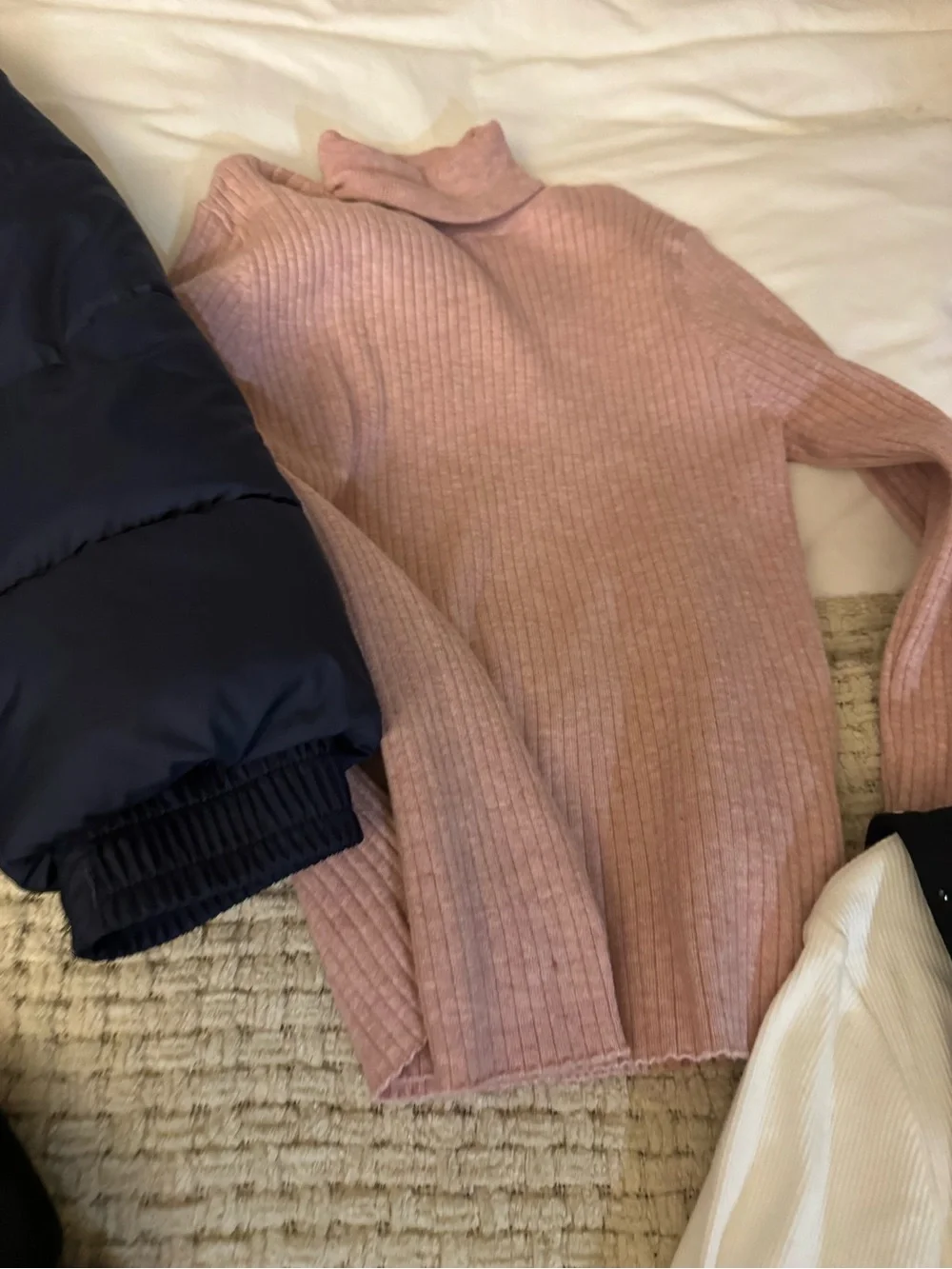 GAP Navy Puffer Jacket - Navy and zara blazer, shirt and dress. 4items